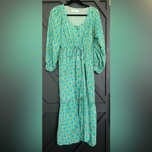 Emerson Fry Lucy Long Sleeve Dress - Frida in Blue/Green, Size Medium - Picture 5 of 8